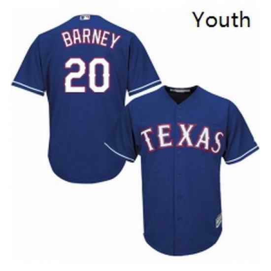 Youth Majestic Texas Rangers 20 Darwin Barney Authentic Royal Blue Alternate 2 Cool Base MLB Jersey